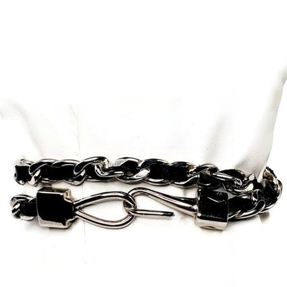 Black Chain & Rhinestone Leather thin bracelet. New!!! - Picture 3 of 4